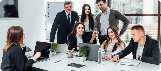 Software development team at work